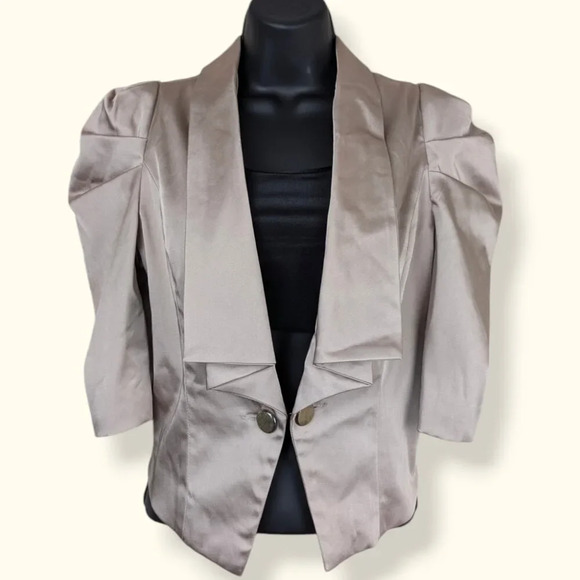 Kopa Cropped Satin Blazer - Picture 1 of 6
